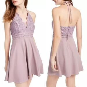 NWT Speechless Scalloped Lace Fit & Flare Dress Lavender Cocktail Size 7 JUNIORS